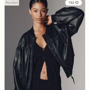 Anthropologie cropped Black Women's Bomber Jacket
